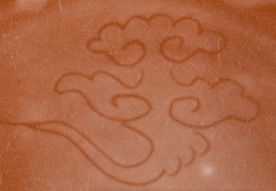 图片[3]-Red-glaze plate with cloud and dragon patterns-China Archive